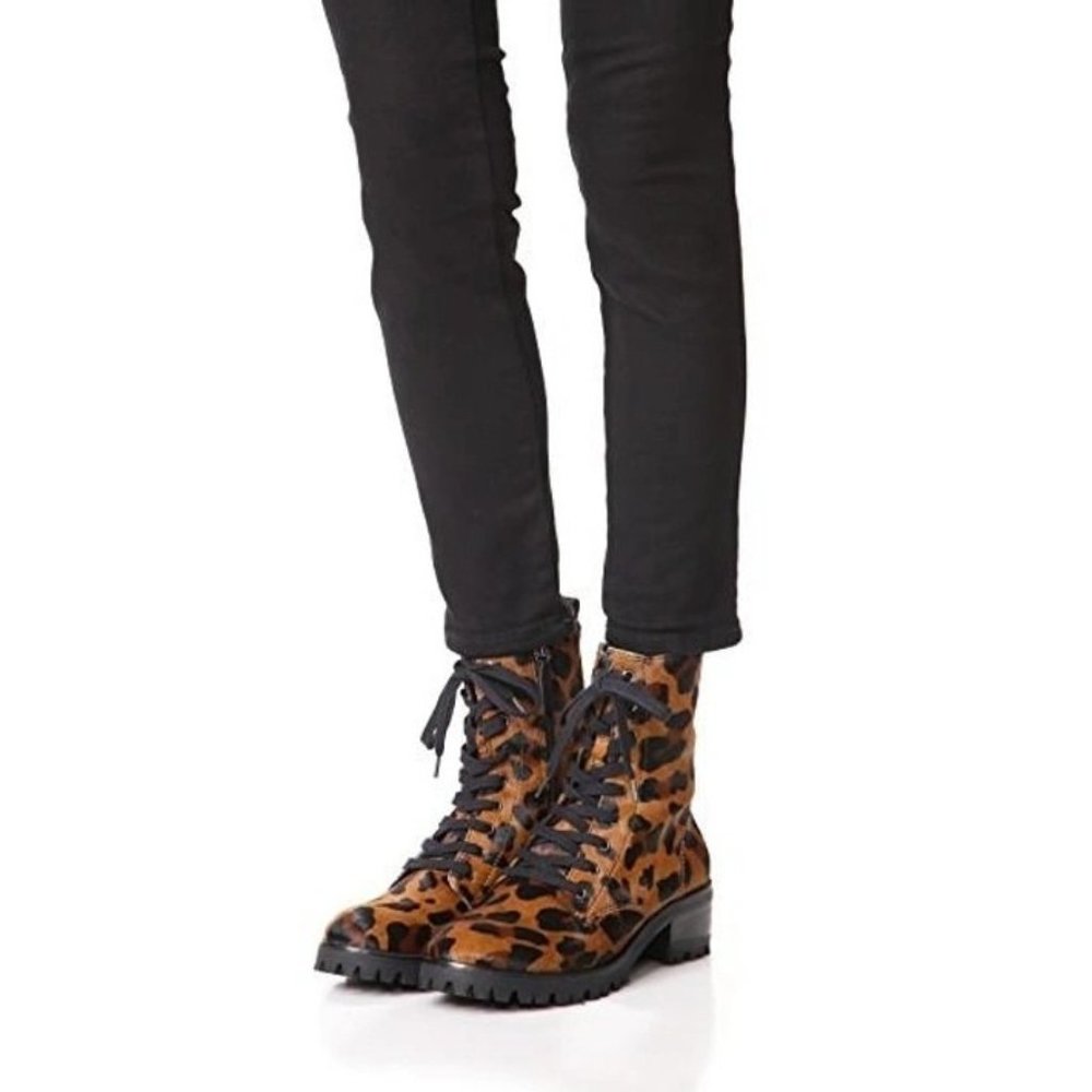 NWT Schutz | Zumira Natural Lace Up Combat Boots Dyed Calf Hair Size 7B